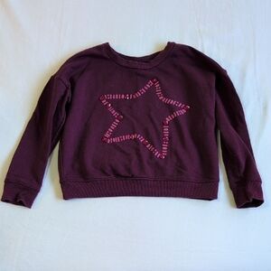 gymboree girls gem star graphic boxy fit purple crew neck sweatshirt size S 5/6